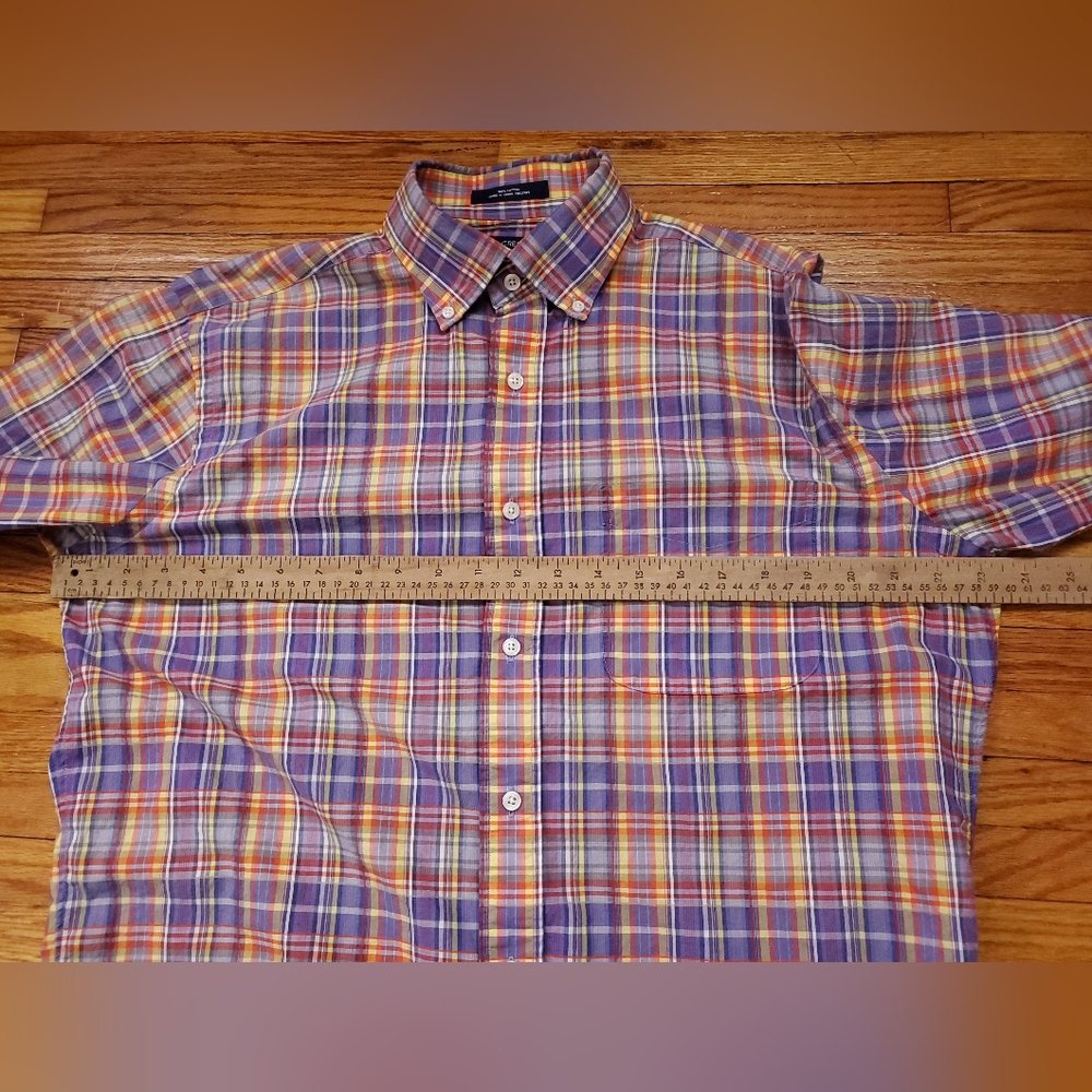 Daniel Cremieux Men's M Purple Plaid Cotton Tailored Fit Short Sleeve Shirt - Picture 9 of 11